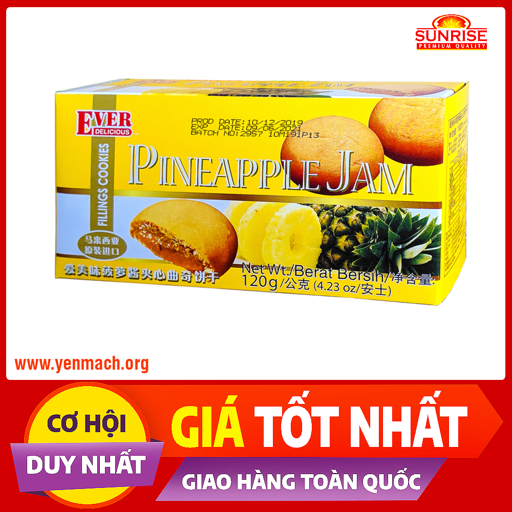 Bánh quy nhân mứt dứa Ever 120g - Nhập khẩu chính ngạch từ Malaysia.
