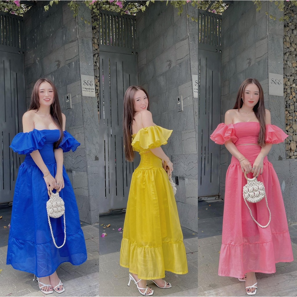 Sét Đầm maxi đi biển 3 màu có ảnh shop chụp - Maxi ngọc lan