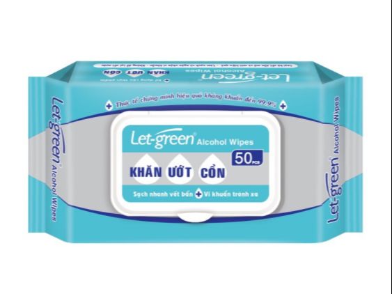 Khăn ướt cồn diệt khuẩn let-green 50 miếng/bao
