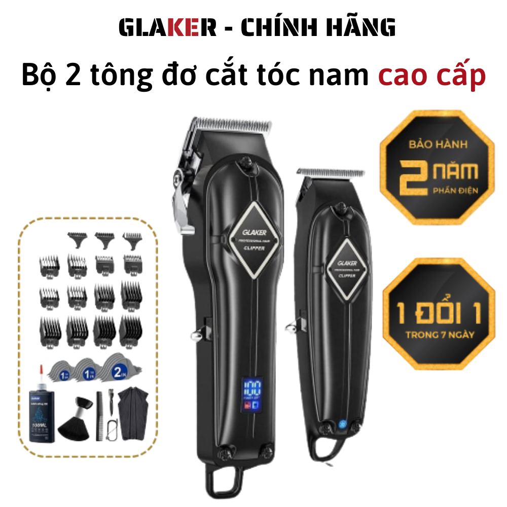 Bộ 2 tông đơ cắt tóc nam chính hãng Glaker K11s . Dụng cụ cắt tóc nhuyên nghiệp thương hiệu ĐỨC. Bảo hành lên tới 36 tháng