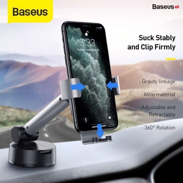 Giá đỡ điện thoại kẹp điện thoại trên xe hơi ôtô - Baseus Simplism Gravity Car Mount - Loại hút chân không gắn kính hay táp lô trên ôtô