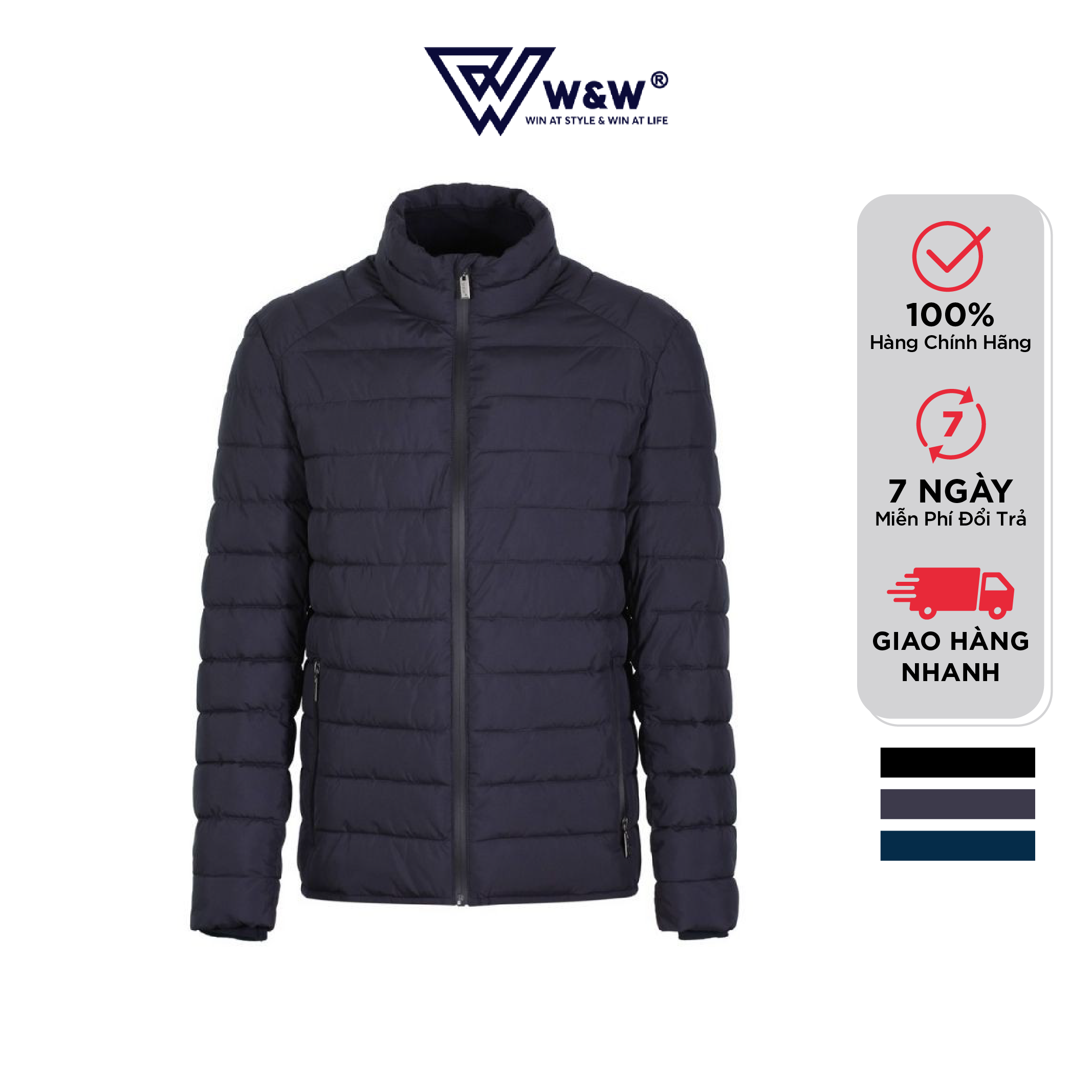Áo Khoác Nhồi Bông Nam W&W Chất Liệu Bông Cao Cấp Mềm Mại, Bền Màu Thiết Kế Khóa Túi Ngược Độc Đáo JACKET10