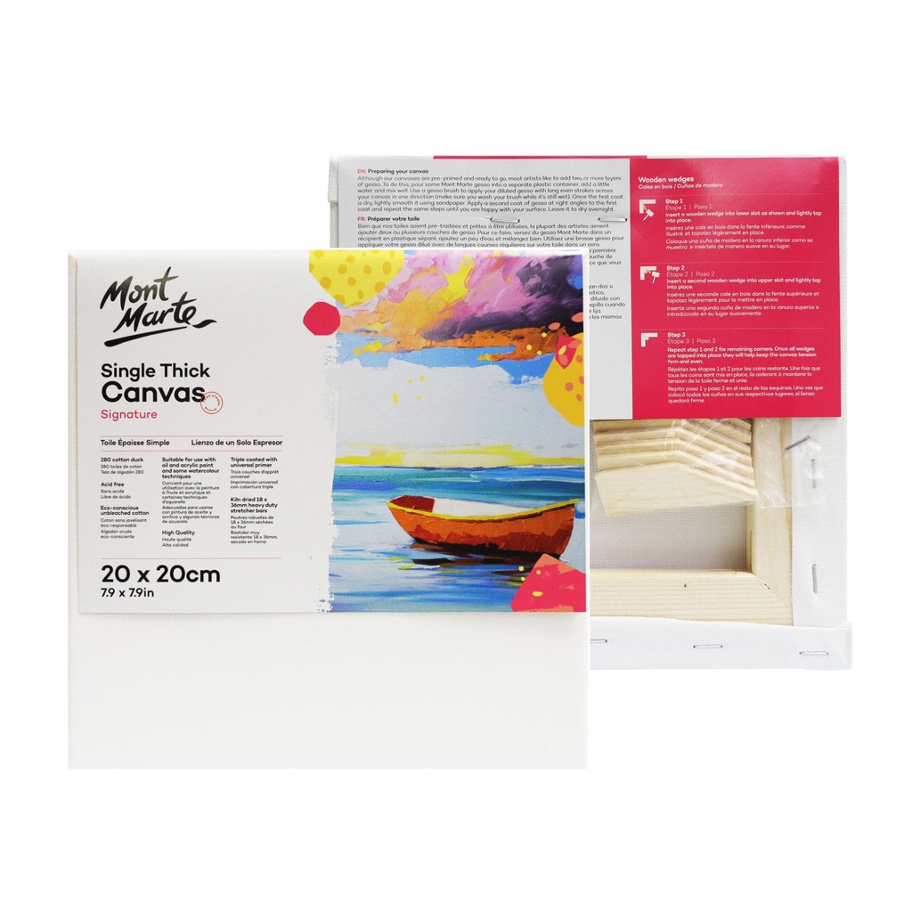 [Giao Hỏa Tốc] Khung Canvas 20x20cm Mont Marte - Single Thick Canvas Signature 20x20cm - CSST2020