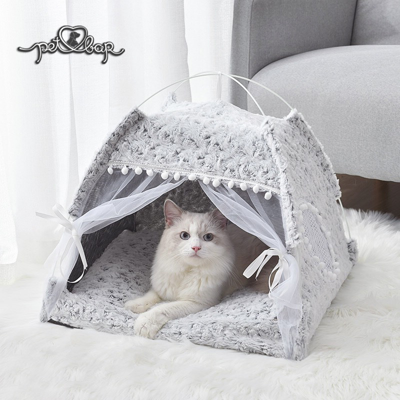 [Hoàn Tiền 10%] Lều cho thú cưng khung sắt chắc chắn có thể gấp gọn – Chuồng cho chó mèo bằng sợi fabric họa tiết hoa hồng sang chảnh