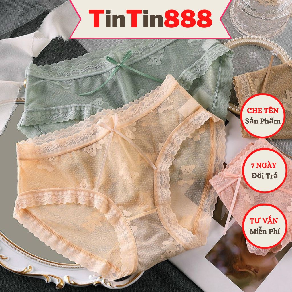 Quần lót su ren xuyên thấu hình gấu mềm mịn kháng khuẩn nâng mông - Quần lót của nữ sexy quyến rũ co dãn 2206 - Quần lọt khe không lộ viền - Quần chíp sịp xì hấp dẫn - Quan lot nu - TinTin888