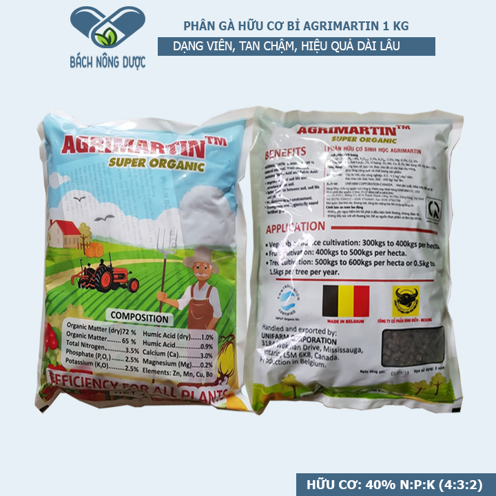 Phân bón hữu cơ cao cấp agrimartin - phân gà bỉ túi 1 kg