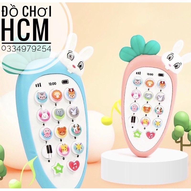 [HCM][HOT-KÈM PIN] Đồ chơi điện thoại thỏ cà rốt vui nhộn có đèn nhạc, đồ chơi thông minh dành cho bé thích thỏ con, củ cải