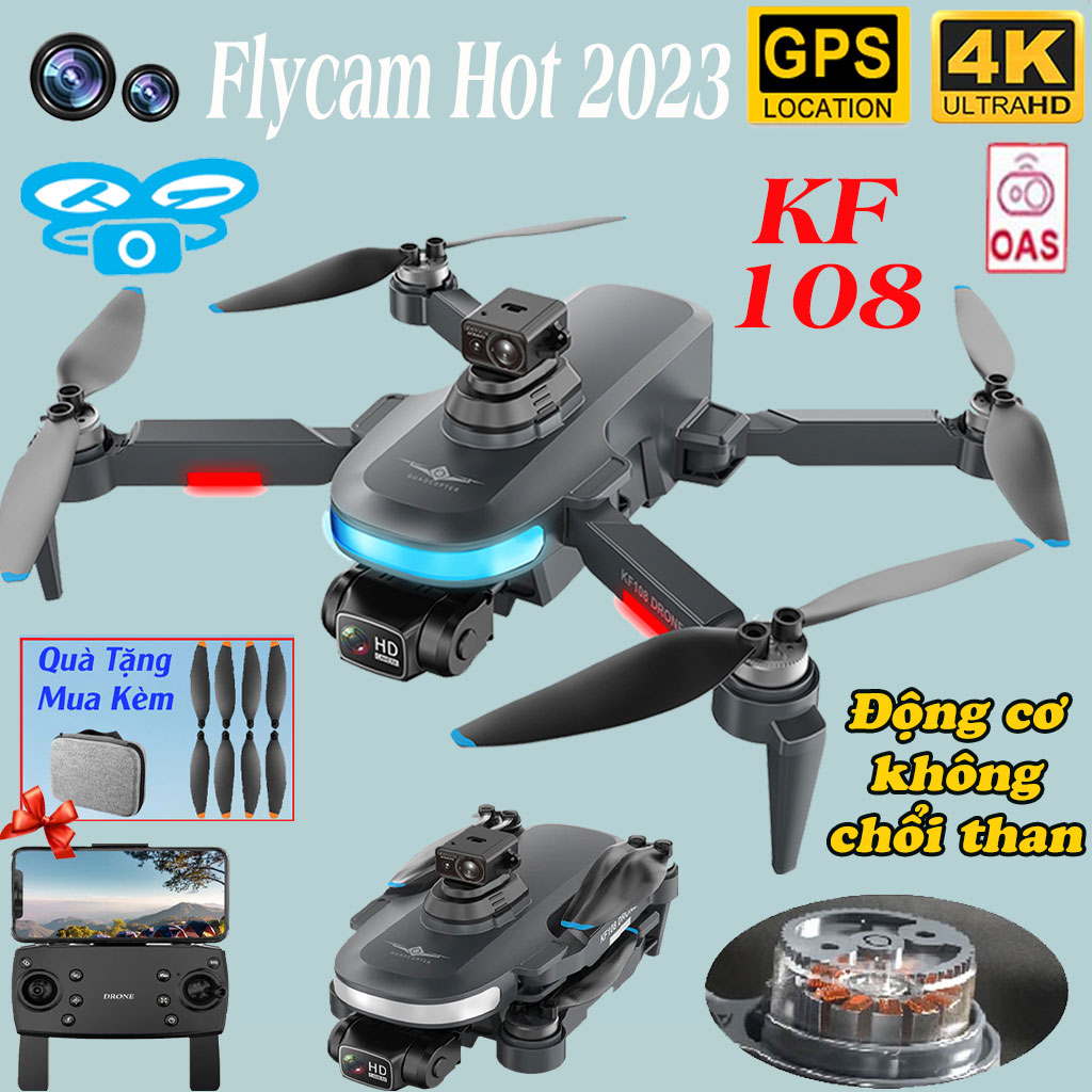 Máy bay điều khiển từ xa 4 cánh có camera Flycam Flycam mini KF108 Flycam có camera Flycam Drone Mini Play cam loại tốt