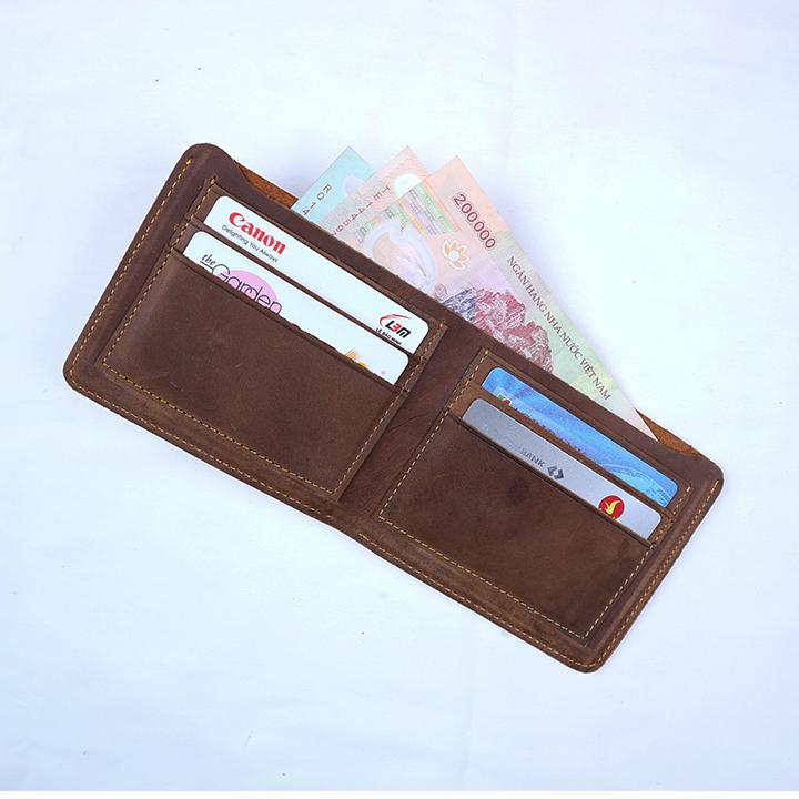 Bóp ví nam ngang da bò sáp Ariza