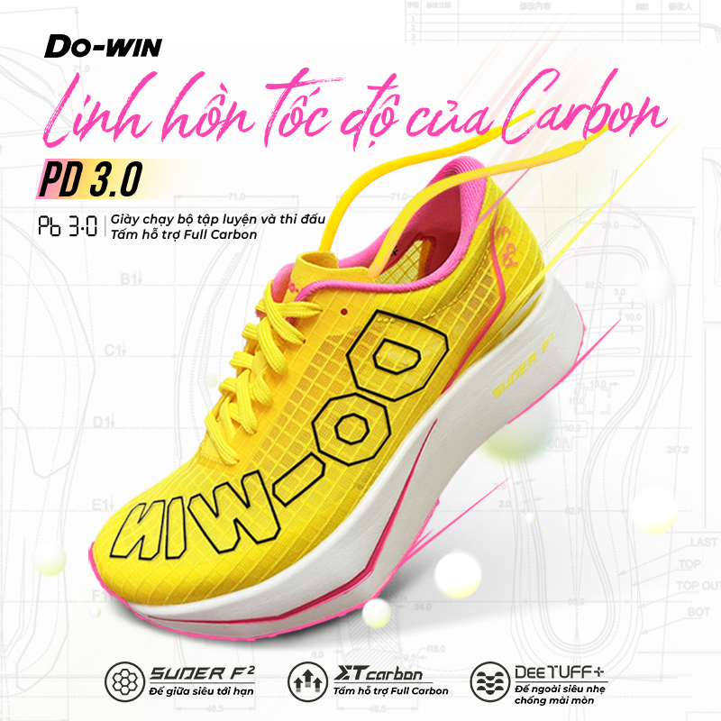 Giày Chạy Bộ Marathon Full Carbon PB3.0 Cho Sự Bứt Tốc Mạnh Mẽ