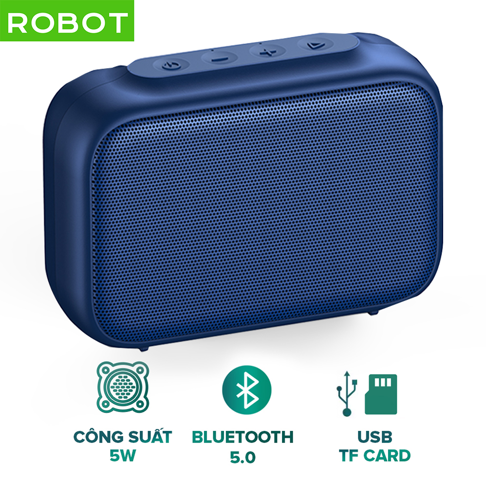 Loa bluetooth Robot RB100 công suất 5W phiên bản nâng cấp hỗ trợ thẻ nhớ USB kết nối 2 loa TWS sử dụng tới 8h màu xanh thiết kế mini nhỏ gọn