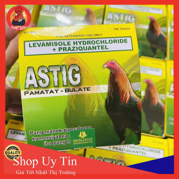 Astig xỗ giun cho gà hộp 10 vĩ 100 viên