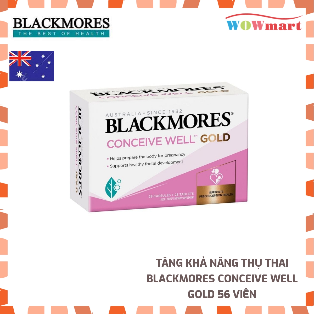 Tăng khả năng thụ thai Blackmores Conceive Well Gold 56 viên - [ÚC]