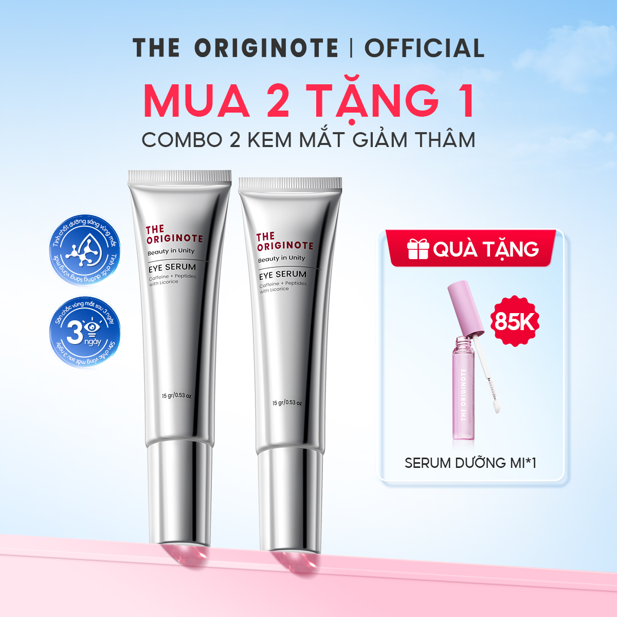 MUA 2 TẶNG 1 Combo 2 kem mắt giảm thâm The Originote Eye Serum Hỗ Trợ Giảm Thâm cấp ẩm căng bóng đồ skincare 15g