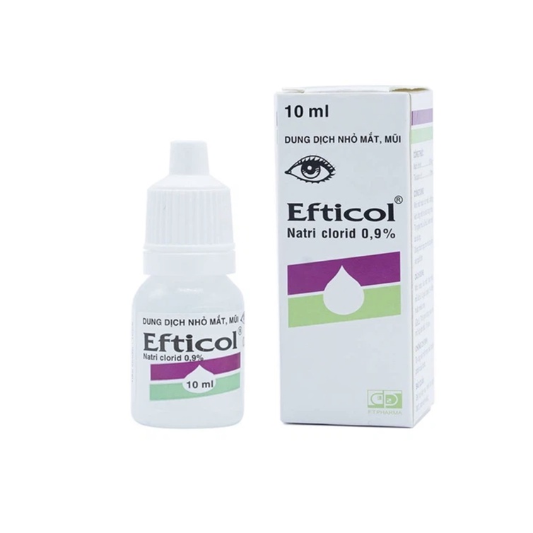 Nước nhỏ mắt, mũi Efticol Natri clorid 0.9% Dược 3-2 dùng rửa mắt, mũi