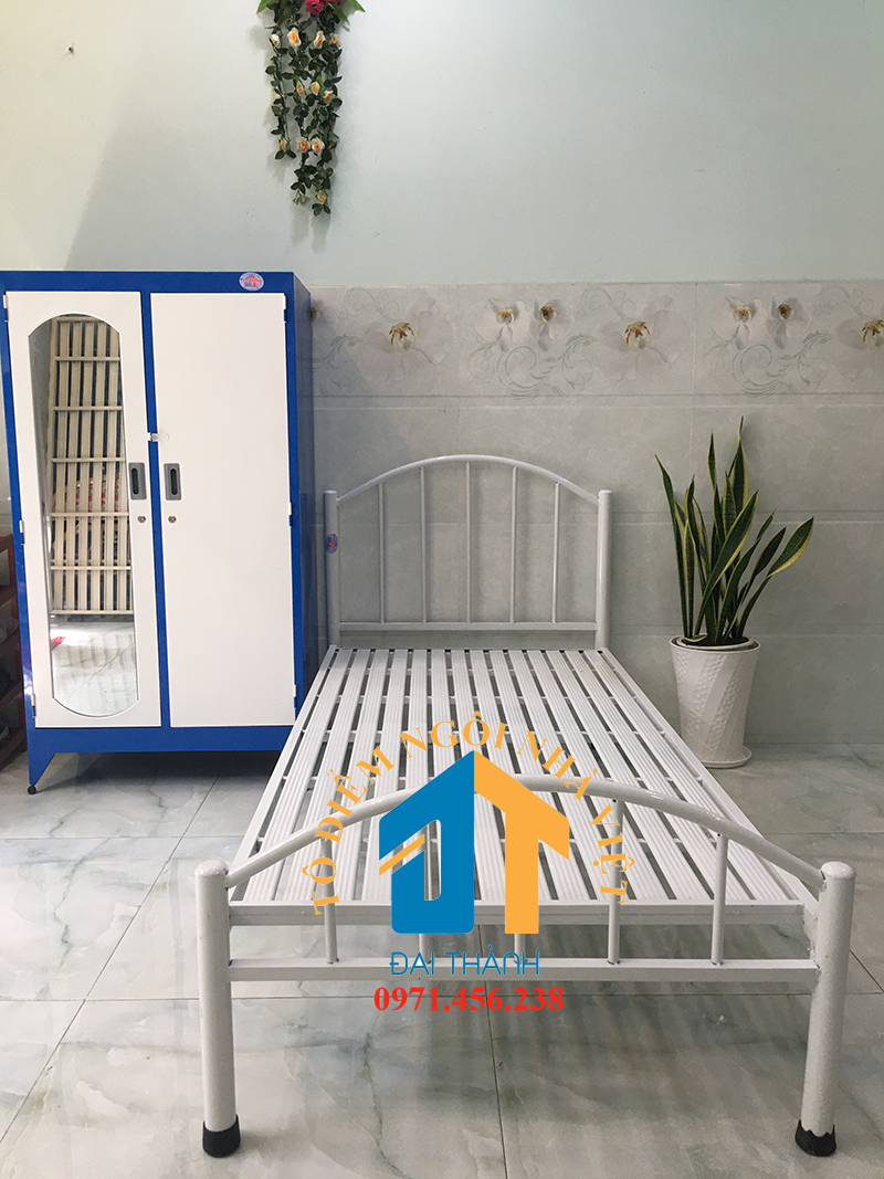 Giường sắt  sắt sơn tĩnh điên kích thước từ 1m đến 1m8x2m (1mx2m,1m2x2m,1m4x2m, 1m6x2m, 1m8x2m) mẫu 01
