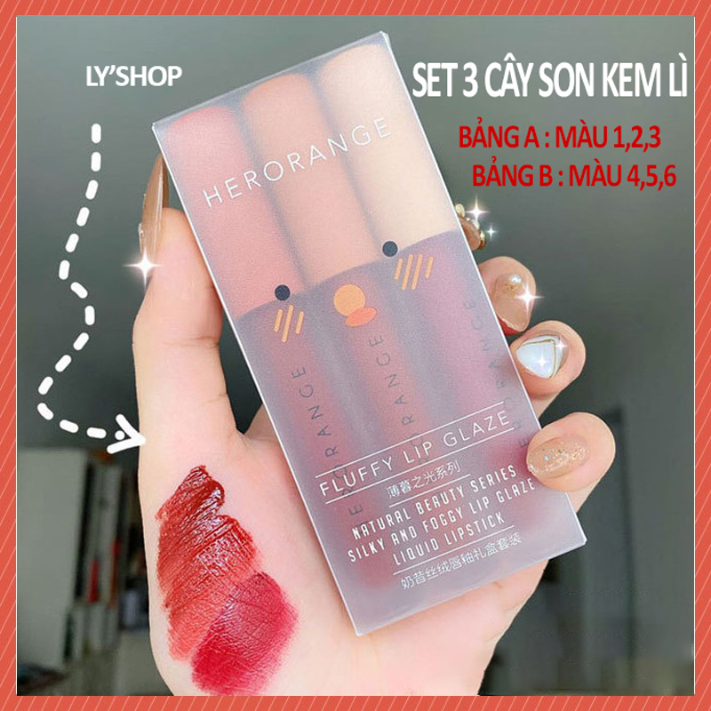 [Hot trend] ❣️SET 3 CÂY SON HERORANGE ❣️ Son Kem Lì ,không trôi , không lem màu ☘️ BODY CARE SHOP ☘️ A33