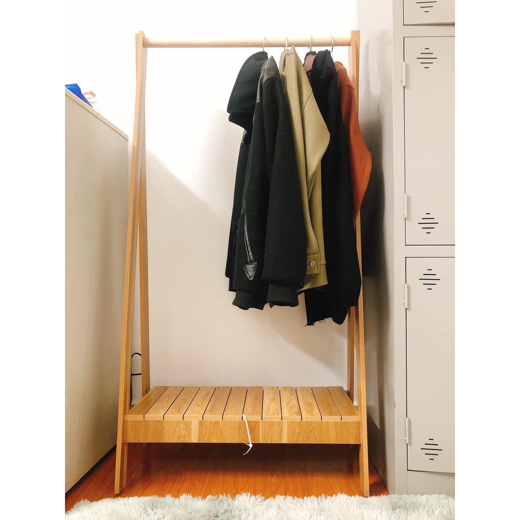 Giá treo quần áo chữ A lắp ráp decor phòng gọn gàng, kệ gỗ treo đồ và sắp xếp không gian