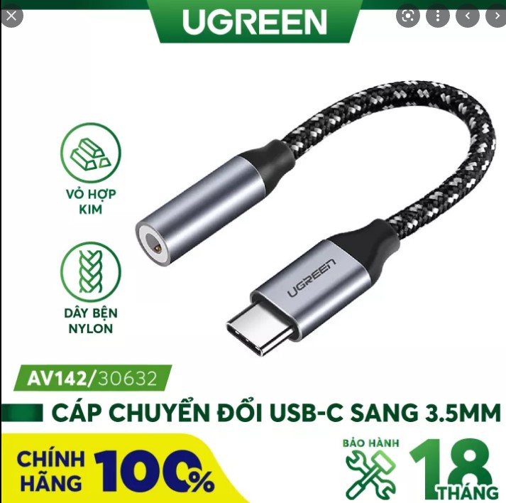 Cáp chuyển đổi usb type-c to 3.5mm ugreen 30632 cao cấp