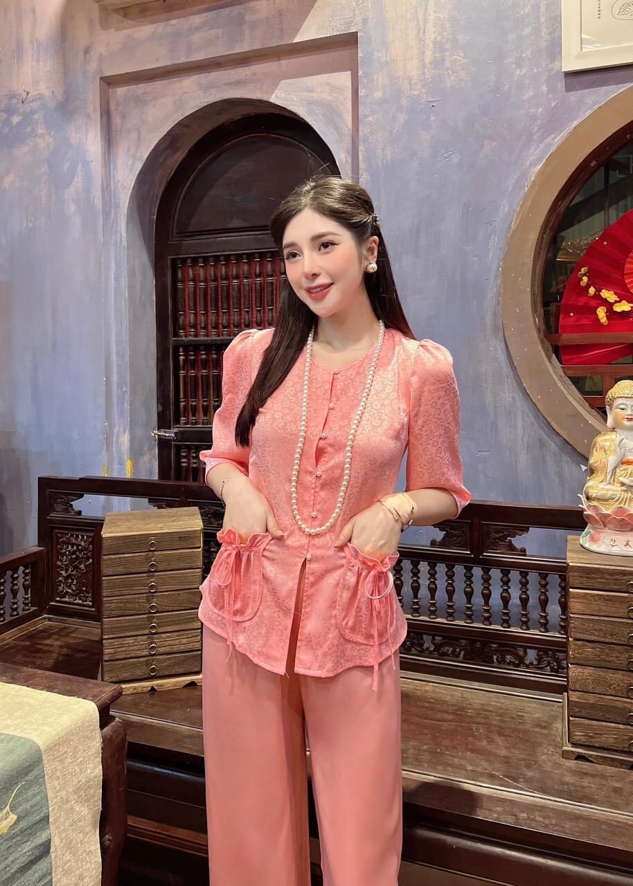 Pháp phục đi chùa 2 túi nhún xinh xinh