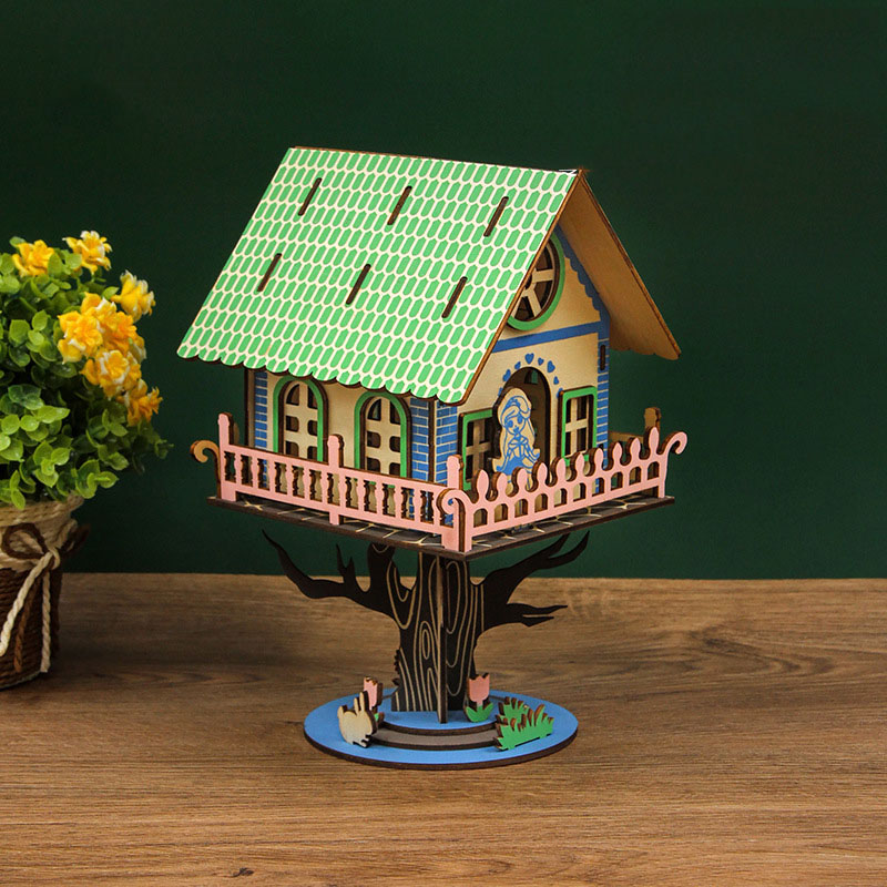 Đồ chơi lắp ráp gỗ 3D Mô hình Ngôi nhà Trên cây Laser TB-C014