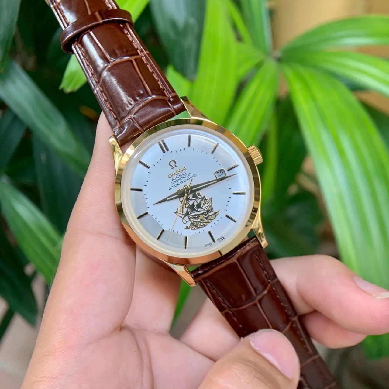 Đồng Hồ cổ nam dây da OMG Thuận Buồm Xuôi Gió 40mm Cao Cấp Tự Động Automatic + Thẻ Bảo Hành