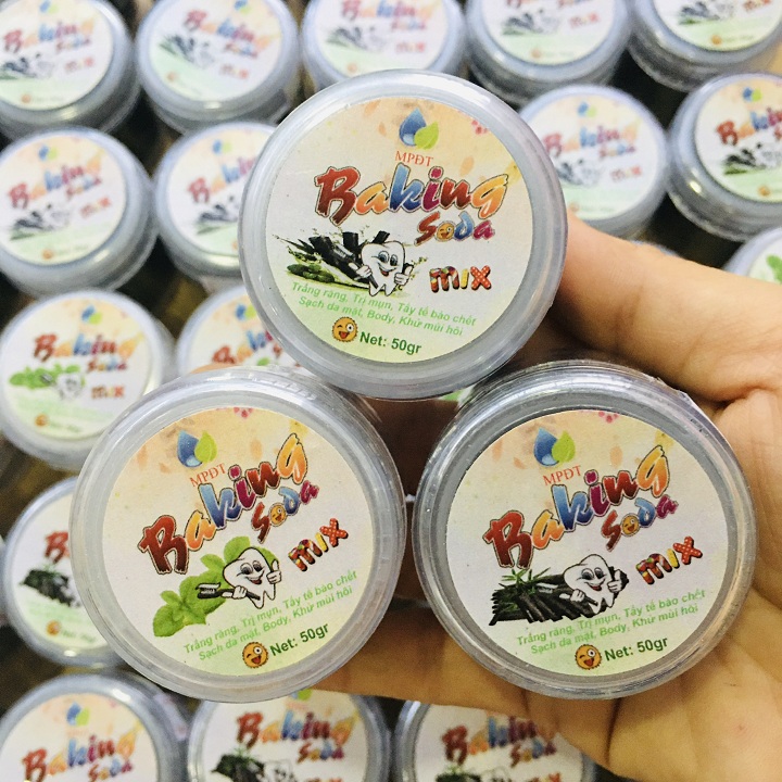 Lọ 50g Baking soda mix Bạc Hà Than Tre Hoạt Tính làm Trắng răng,Thơm miệng,ngừa mụn, Mịn da,Khử mùi, Tẩy da chết…