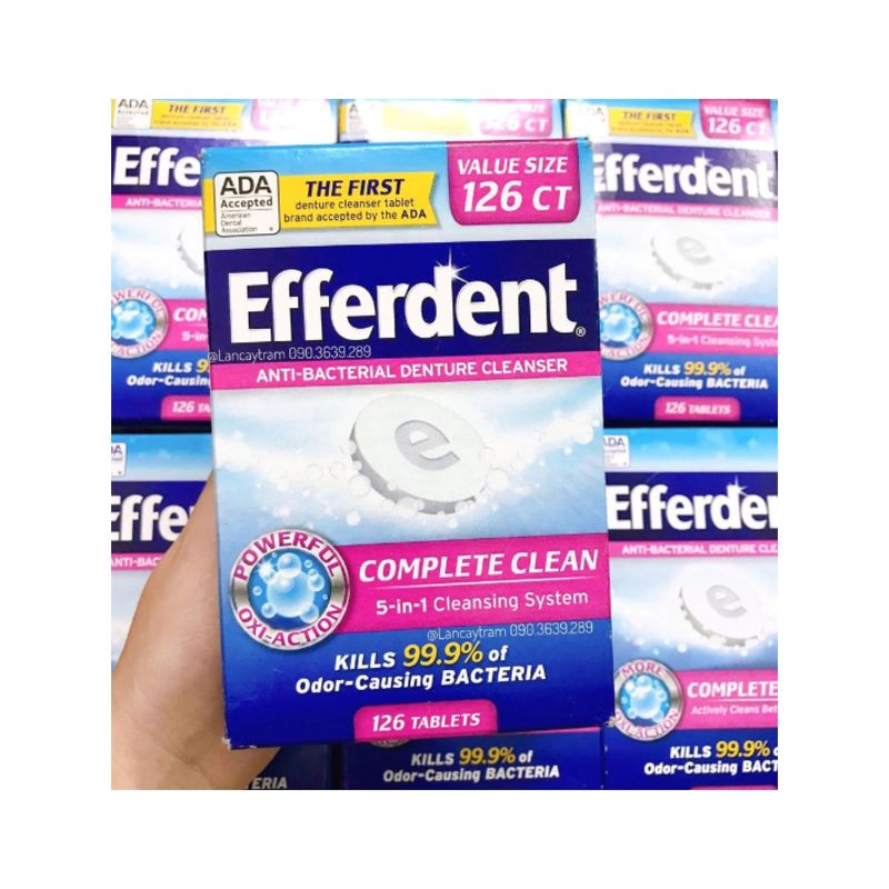 [HCM]Viên sủi làm sạch răng giả 5 trong 1 Efferdent hộp 126 viên