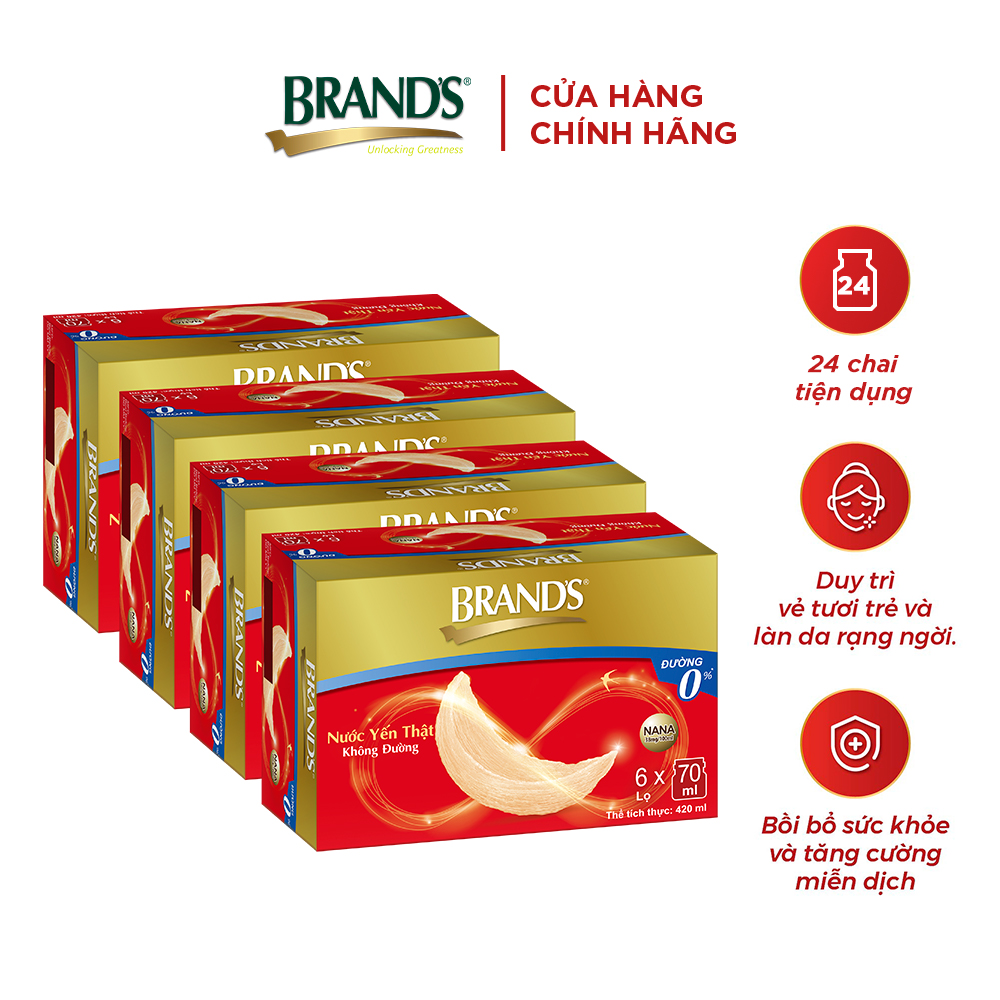 Giao hàng 2h Combo 4 Nước yến thật BRAND'S Không Đường 70 ml x 24 lọ