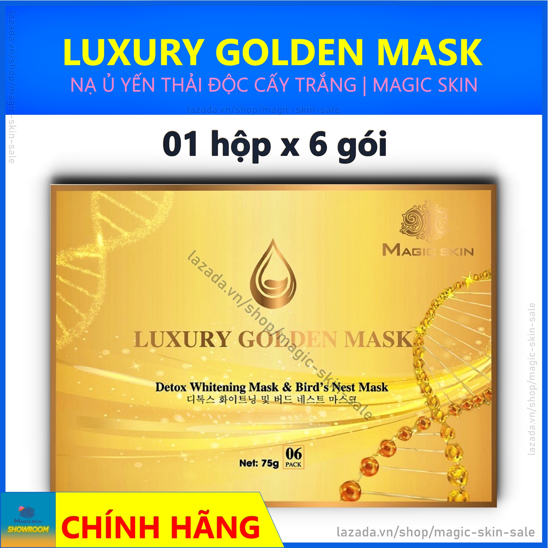 Mặt nạ Ủ YẾN THẢI ĐỘC Luxury Golden Mask Magic Skin | HỘP 6 gói ✔ CHÍNH HÃNG