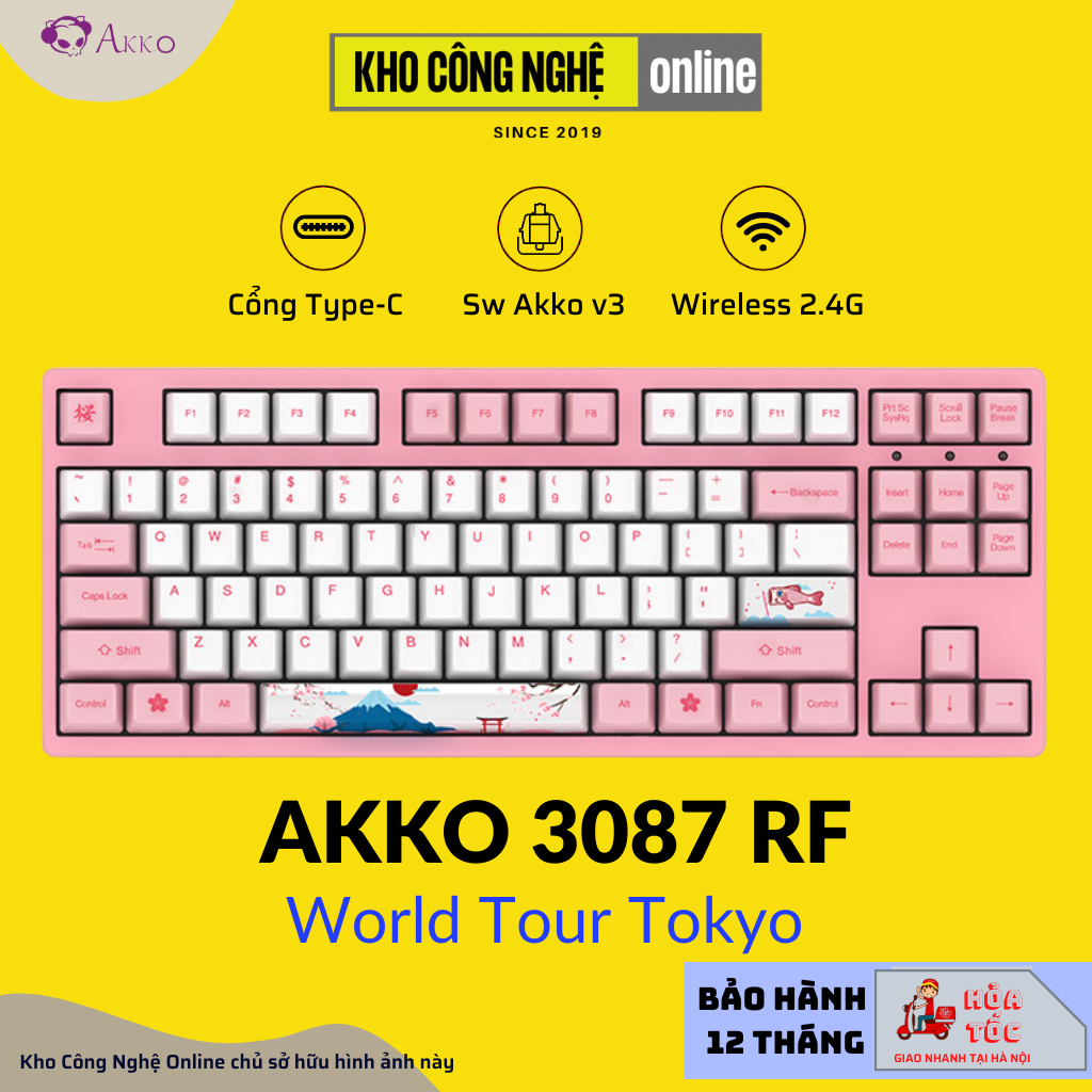 Bàn phím cơ akko 3087 rf world tour tokyo - hàng chính hãng