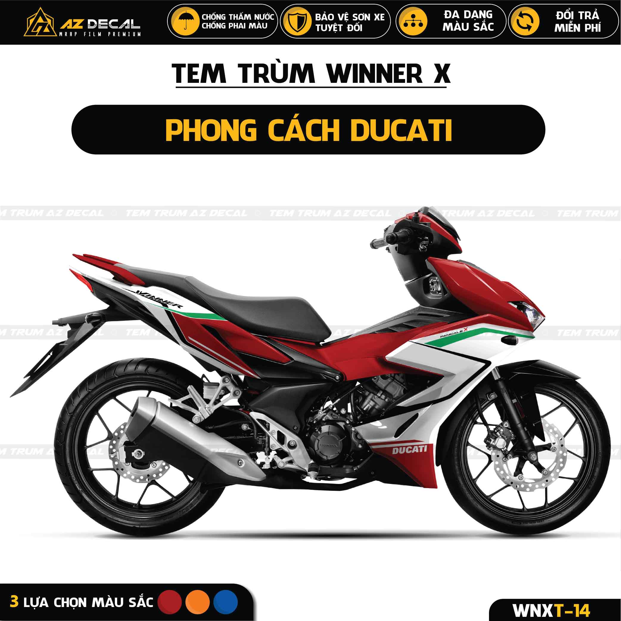 Tem Trùm Winner X Phong Cách Ducati WNXT-14 Decal Winner V2 Cao Cấp