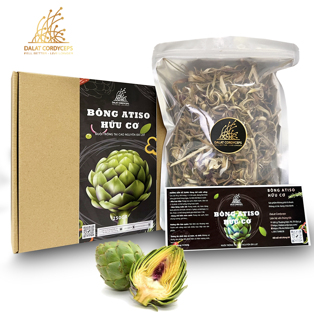 Bông atiso sấy khô Dalat Cordyceps, 250g, hộp