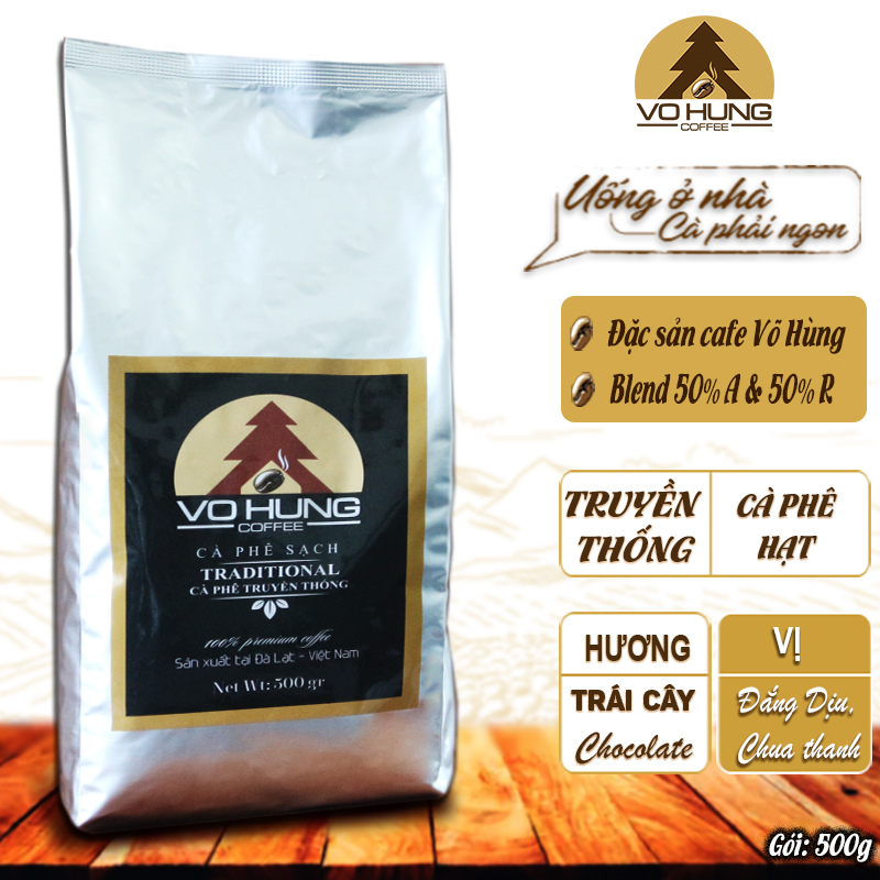 Cà phê nguyên chất Hạt S18 Hương vị Truyền Thống Việt Nam Cafe rang xay bột pha phin Võ Hùng Coffee TRB500