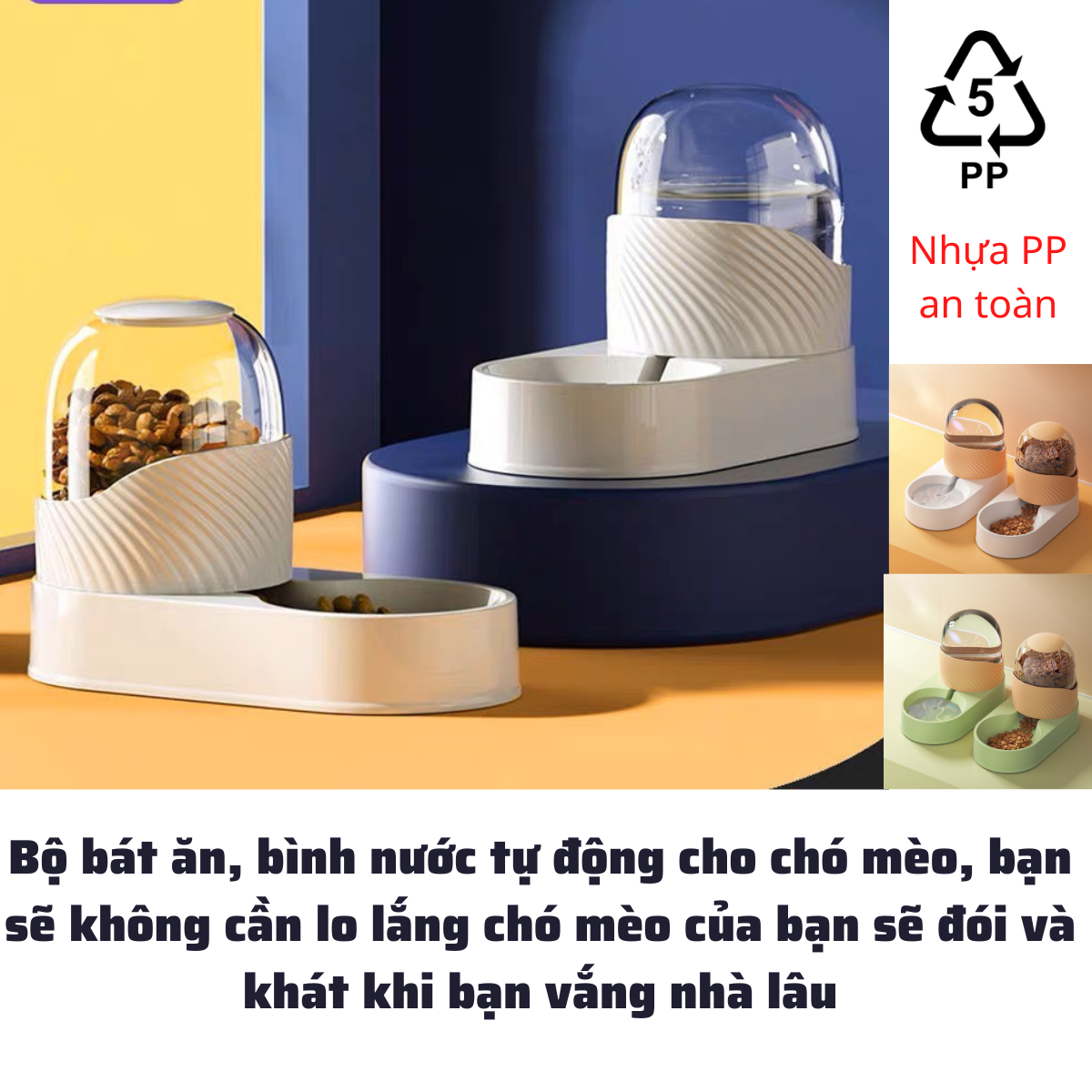 Bát ăn tự động cho chó mèo,bình đựng nước tự động cho chó mèo, chất liệu nhựa PP an toàn, giữ thức ăn và nước luôn đảm bảo