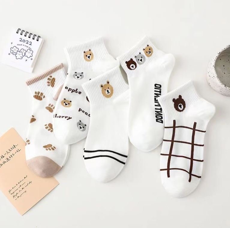 Set 10 đôi tất vớ nữ ngắn cổ mix gấu s9