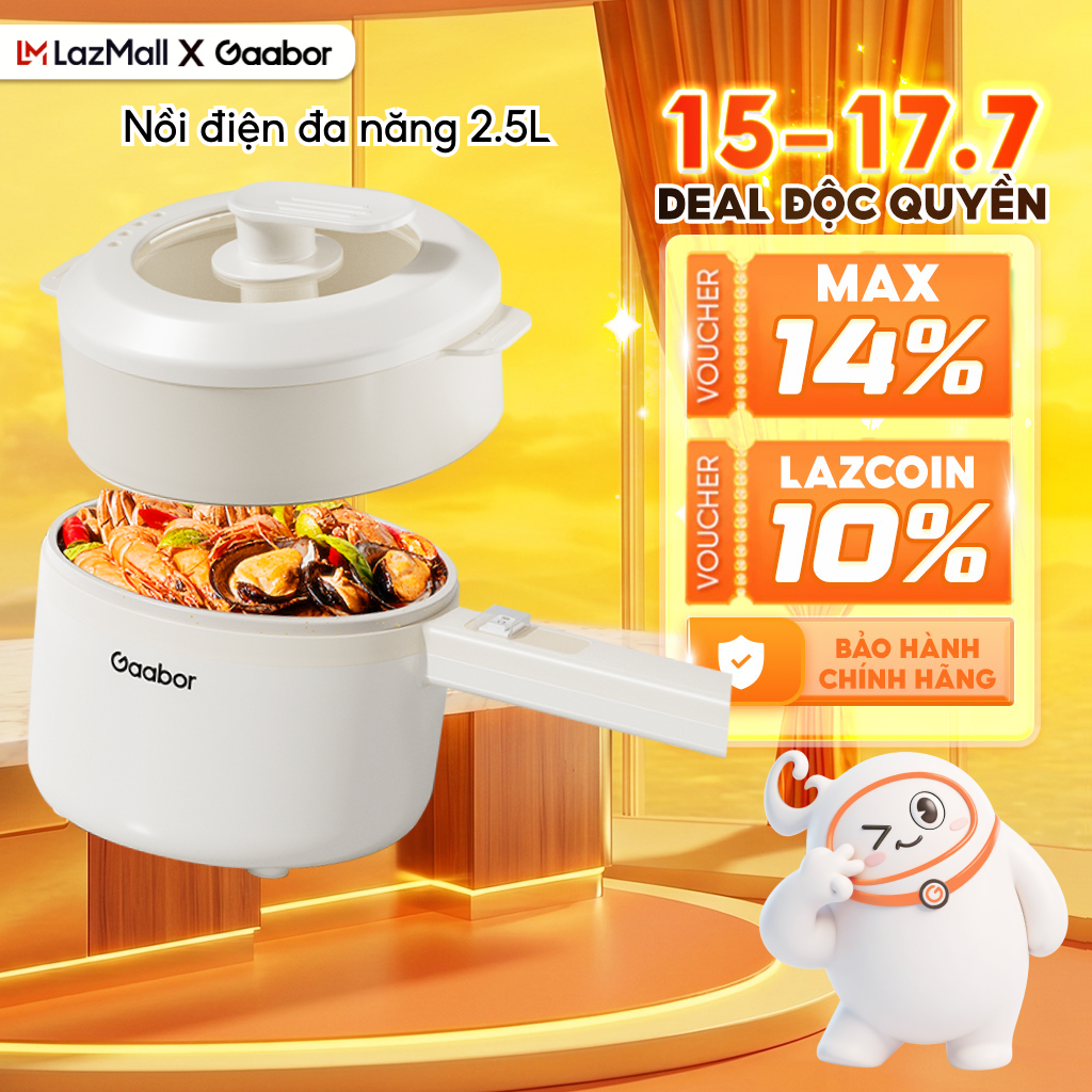 Gaabor nồi điện đa năng 2.5 lít công suất 600W 2 tầng nấu hấp tiện lợi - EC-30M01A - Bảo hành 12 tháng 1 đổi 1
