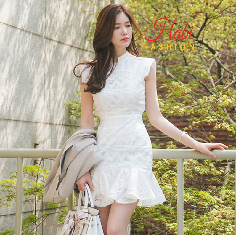 Đầm ren đuôi cá body sang chảnh phong cách Hàn Quốc hàng Quảng Châu