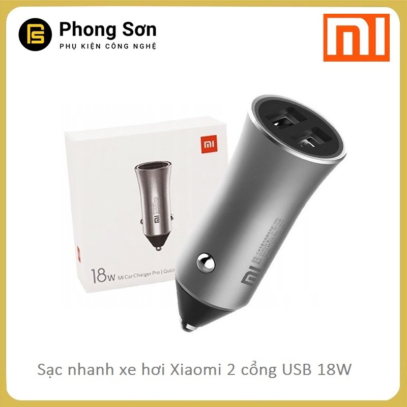 Sạc ô tô xe hơi Xiaomi 2 cổng USB - Sạc nhanh -Mi Car Charger Pro Quick Charge - Hàng DGW  -Bảo Hành 12 Tháng