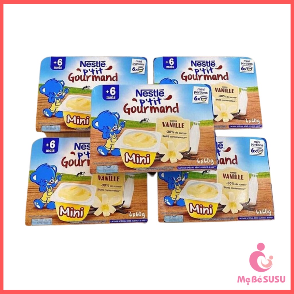 Váng sữa nestle Pháp vị vani 6 hộp x 60g, Váng sữa bổ sung dinh dưỡng cho bé 6 tháng Date T3/2024