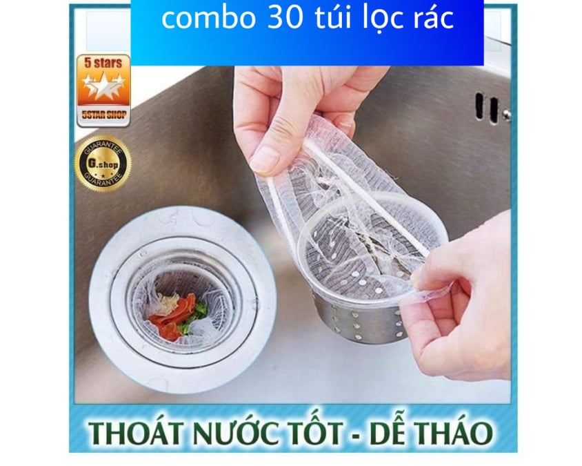 [HCM]Combo 30 Túi Lọc Rác Thông Minh Dành Cho Bồn Rửa Chén Và miếng Thoát Sàn Giúp thoát nước và giữ lại tất cả rác thừa- túi lọc rác bồn rửa chén thông minh