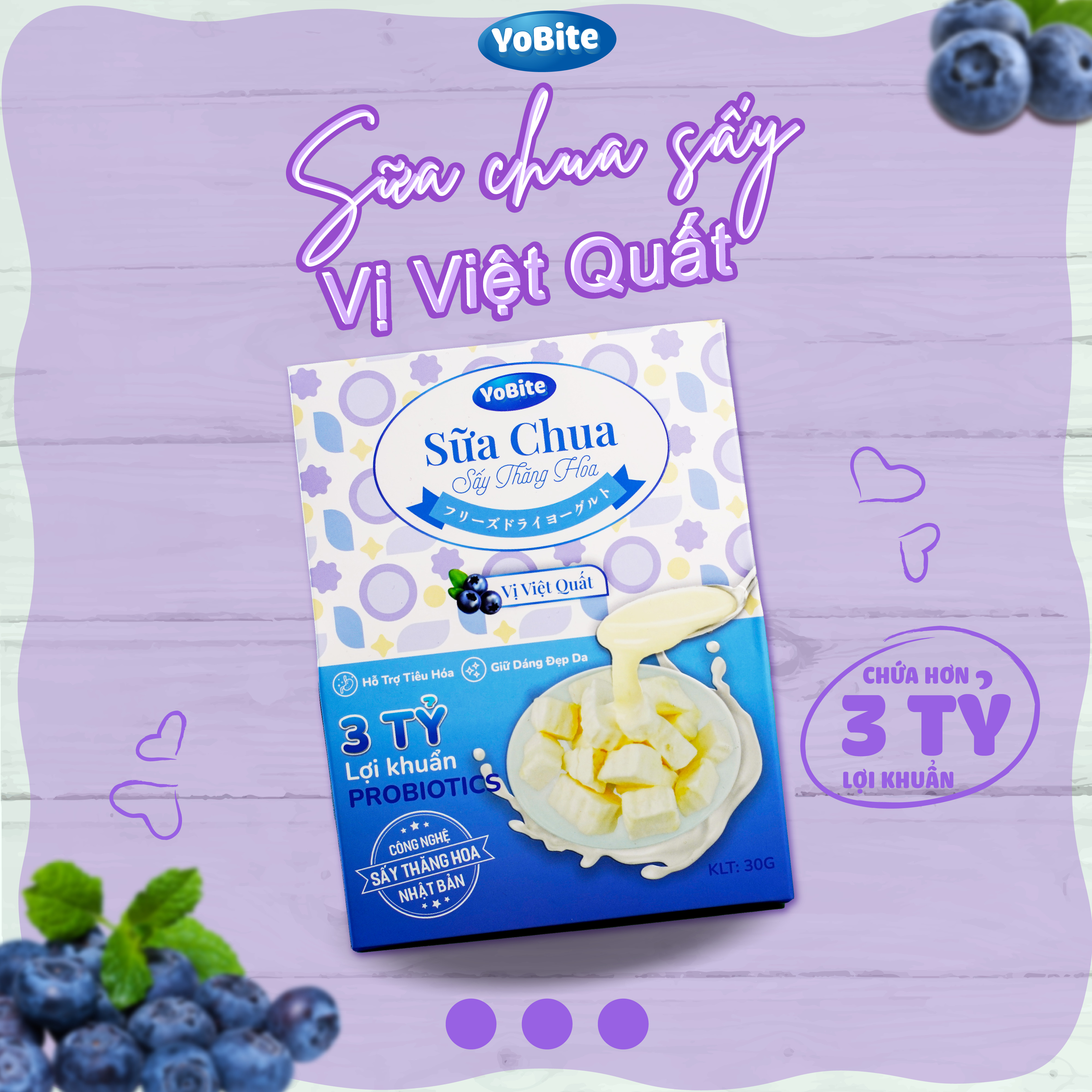 Sữa chua khô giảm cân vị Việt quất - YoBite Healthy - Giữ dáng đẹp da