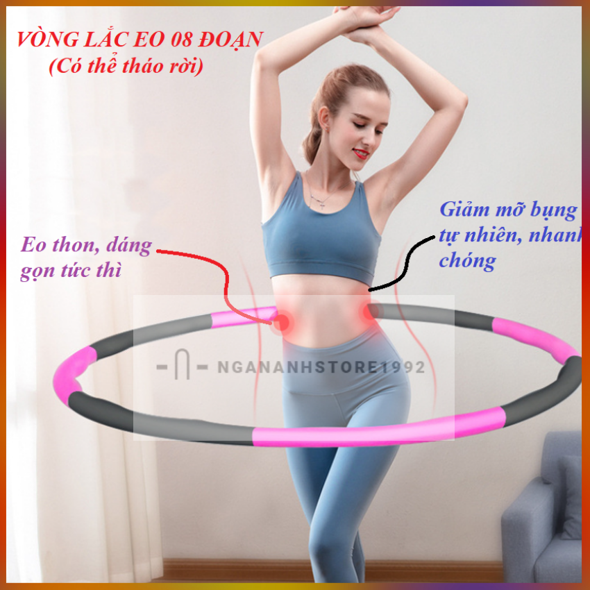 Vòng Lắc Bụng Giảm Mỡ Eo Thon, Dáng Gọn 08 Đoạn Có Thể Tháo Rời