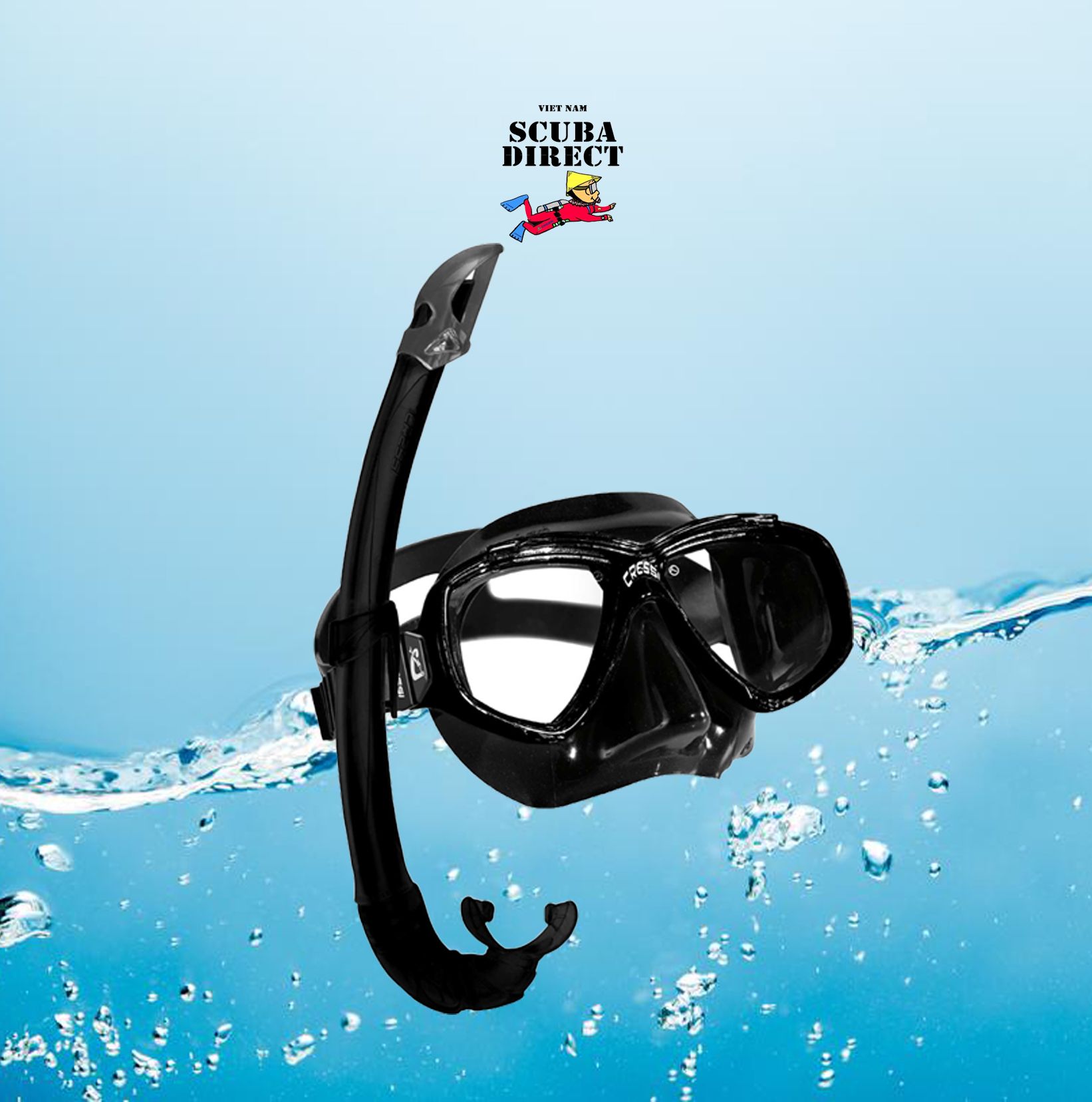 BỘ KÍNH LẶN NGƯỜI LỚN- CRESSI MASK SNORKEL PERLA SET