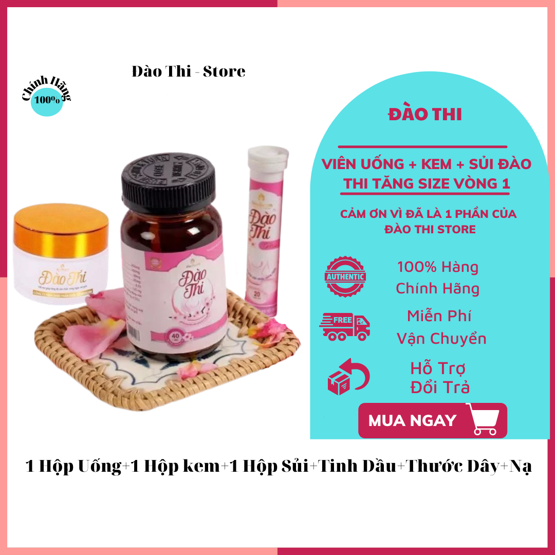 [ Tặng Tinh Dầu Massage ] 1 Hộp Viên Uống+1 Hộp Viên Sủi+1 Kem Bôi Đào Thi Tăng V1+ Tặng Tinh Dầu MaSa V1+Thước Dây