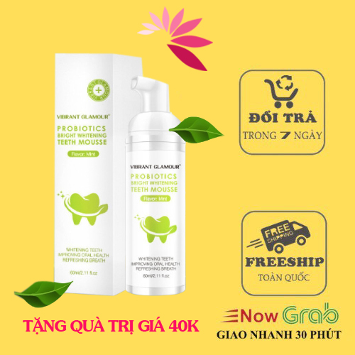 Kem đánh răng làm trắng răng, có tạo bọt tẩy trắng răng Vibrant Glamour loại bỏ vết ố vàng thiết kế nhỏ gọn 60ml. Mua 2 giảm 10% Fllow giảm 20k toàn gian hàng