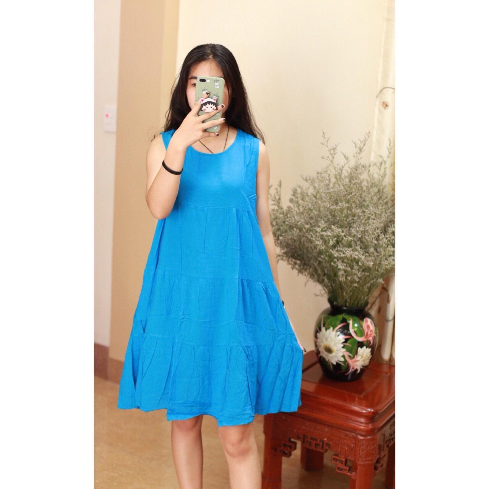 Váy lanh bầu 2 dây , đẹp , rẻ