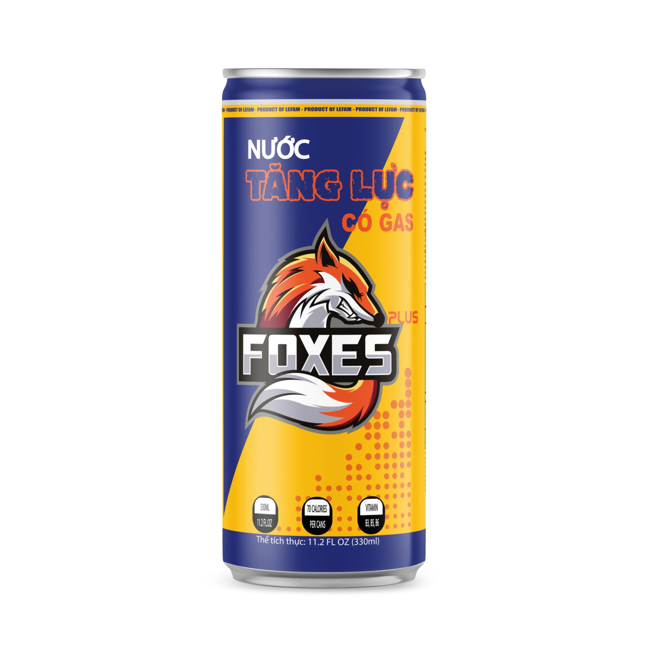 [HCM]Lốc 06 lon Nước Tăng Lực có ga FOXES PLUS LEFAM 330ml