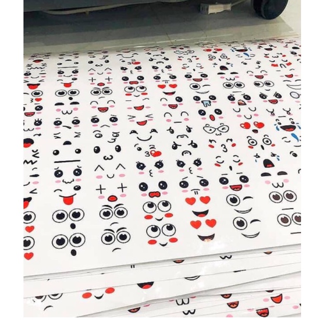 Tờ 500 con tem cảm xúc, tem emoji, tem mặt cười dùng dán chai, hộp, hũ nhựa, stickers mặt cười