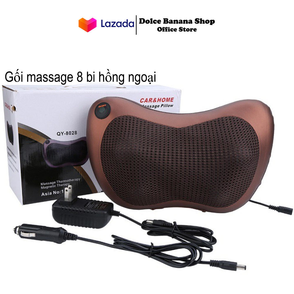 Gối Massage Hồng Ngoại 8 Bi Car&Home Nhật Bản- Gối Massage Cổ Vai Gáy Dùng Trên Ô Tô - Gối Văn Phòng Điều Trị Đau Lưng Mỏi Cổ Hiệu Quả - Với 8 Bi Xoay 360 Độ Kết Hợp Hồng Ngoại Điều Trị Hiệu Quả Mọi Cơn Đau